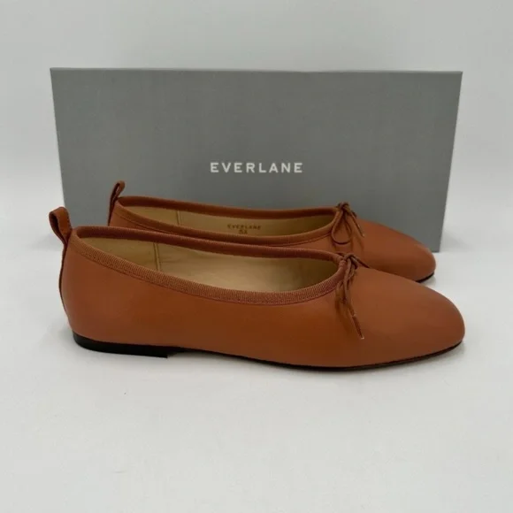 Everlane The Italian Leather Day Ballet Flats sz 5.5 Women's Sugar Almond Tan nb - Picture 3 of 4
